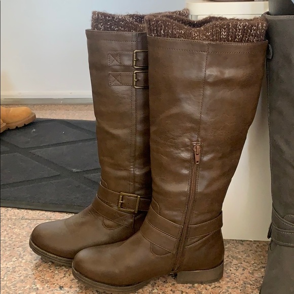 JustFab Shoes - tall brown leather boots